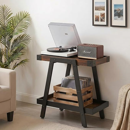 IPARTS EXPERT Farmhouse Side Table | 2-Tier Industrial A-Frame Bedroom Nightstand, Heavy Duty Load to 150 LBS Idea for Living Room, Bedroom, Entryways, Home Offices - Easy Assembly