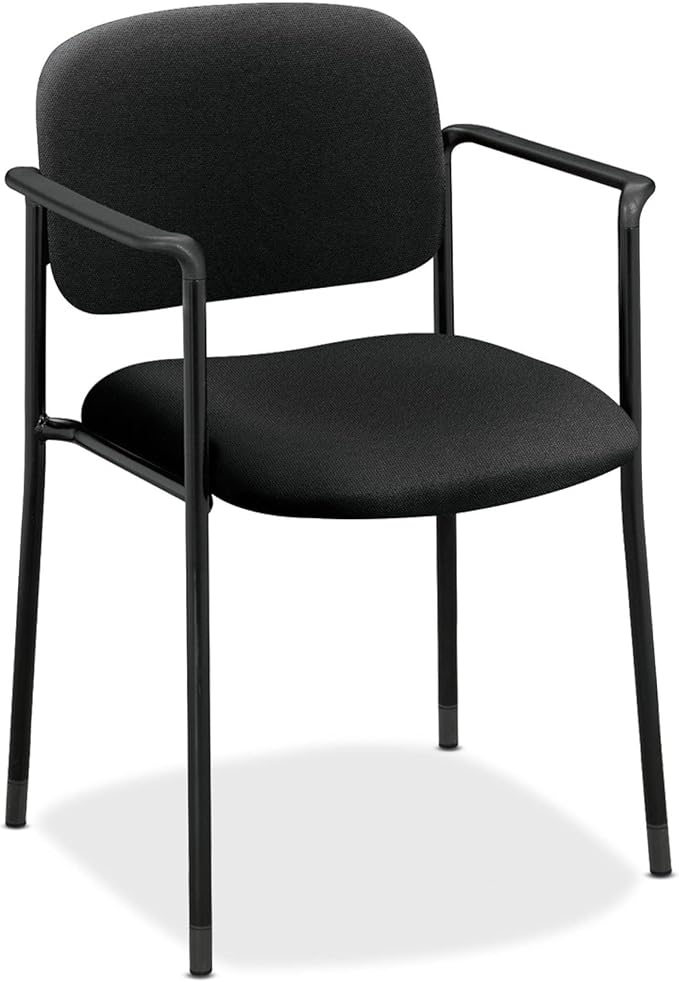 HON Scatter Fabric Guest Office Chair with Arms, Stackable Seating for Waiting Rooms, Lobbies, Conference Areas, and Offices, Side Chair for Reception and Training Spaces, Black