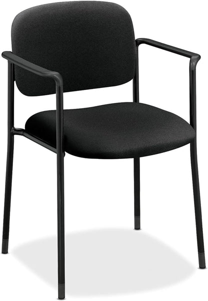 HON Scatter Fabric Guest Office Chair with Arms, Stackable Seating for Waiting Rooms, Lobbies, Conference Areas, and Offices, Side Chair for Reception and Training Spaces, Black
