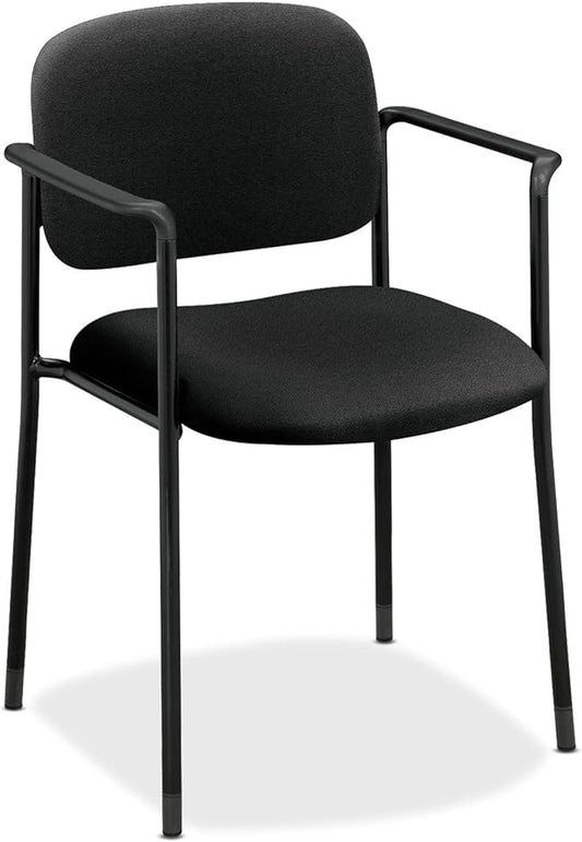 HON Scatter Fabric Guest Office Chair with Arms, Stackable Seating for Waiting Rooms, Lobbies, Conference Areas, and Offices, Side Chair for Reception and Training Spaces, Black