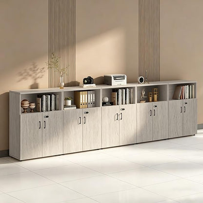 File Cabinet with Password Lock, Wood Lateral Filing Cabinet for Letter/A4 Files, 3 Drawer with Door, Printer Stand with Open Shelves for Home Office