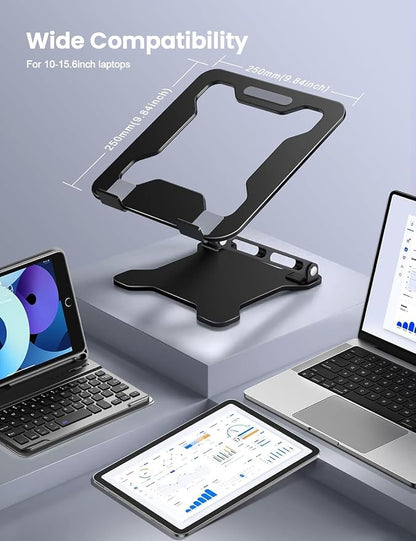 LOXP Adjustable Laptop Stand for Desk, Metal Foldable Laptop Riser Holder, Portable Ventilated Cooling Desk Book Shelf, Ergonomic Computer Notebook Stand Compatible with 10-15.6" Laptops
