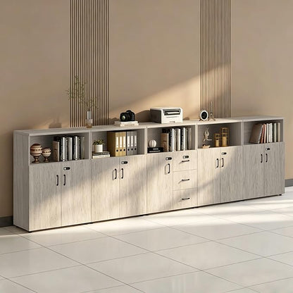 File Cabinet with Password Lock, Wood Lateral Filing Cabinet for Letter/A4 Files, 3 Drawer with Door, Printer Stand with Open Shelves for Home Office