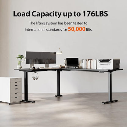 Agilestic L-Shaped Standing Desk Adjustable Height, Electric Corner Standing Desk, Sit Stand Up Desk, 75x61 inch Sit Stand Computer Table, Black