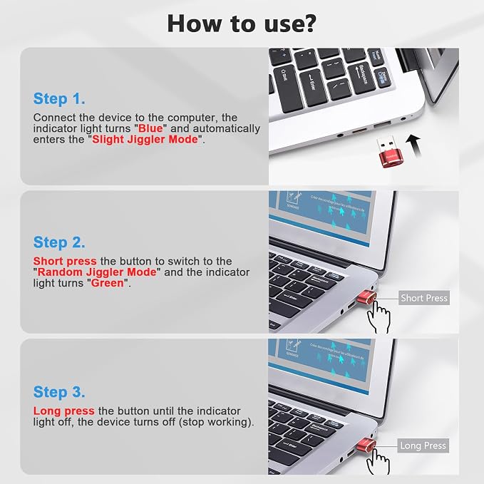 AUEDROT Mouse Jiggler Undetectable Metal USB Mouse Mover with Switch Button, Automatic Mini Mouse Shaker with 2 Jiggle Modes, Driver-Free, Plug and Play, Keep Computer/Laptop Awake, Orange, 2 PCS