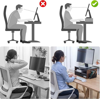 Printer Stand,Desktop Printer Stand with 2-Tier Storage Shelves for Home Office，Desk Organizer with Drawer and 2 Pen Holders for Fax Machine Scanner Files