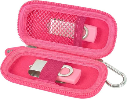 USB Flash Drive Case, SD Card Holder Compatible with Thumb Drive, Memory Cards, SDXC SDHC Storage Bag, Electronic Accessories Organizer for SanDisk for Samsung for Inland (Rose Red)