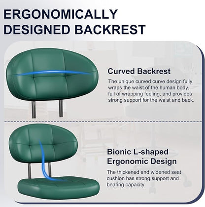 Misolant Drafting Chair, Armless Tall Office Chair with Footrest Ring for Standing Desk, Small Faux Leather Executive Computer Chair with Adjustable Height for Bar Lab Counter Height Desk, Green