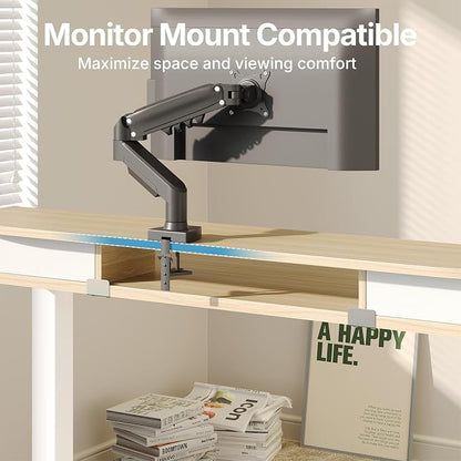 HUANUO 40" X 24" Electric Standing Desk with 2 Drawers, C-Clamp Mount Compatible, Height Adjustable Computer Desk, Home Office Stand Up Desk with 4 Preset Heights & 2 Hooks, Light Walnut