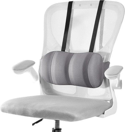 Lumbar Support Pillow for Office Chair and Car Seat,Back Support for Office Chair Cushion,Adjustable Straps Securely Fixed Car Lumbar Support Pillow(Gray, for Office Chiar)