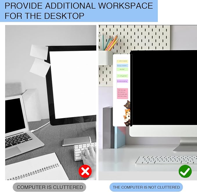 Office Desk Accessories 2pcs Multifunction Computer Monitor Memo Board - Transparent Computer Side Panel Memo Creative Monitor Side Panel Suitable for Office Home Desktop (Monitor Memo Board 13)
