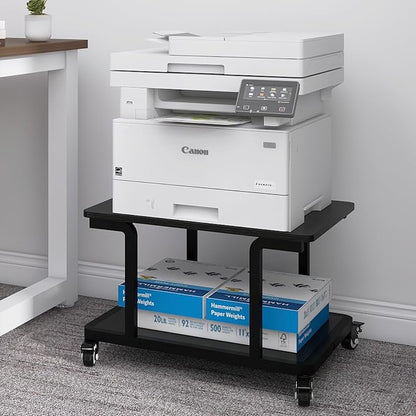 Natwind 2 Tier Laser Printer Stand,24''x20''x15'' Large Printer Table Copier Stand Under Desk,Heavy Duty Rolling Cart with Paper Storage Shelf,Printer Holder on Wheels for Home Office (Black)