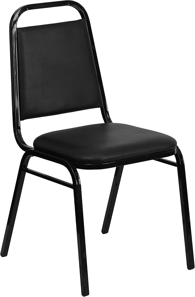Flash Furniture Hercules Series Trapezoidal Vinyl Banquet and Event Chair, Commercial Event Chair with Padded Seat and Back, Black