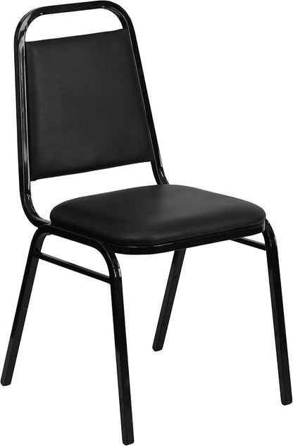 Flash Furniture Hercules Series Trapezoidal Vinyl Banquet and Event Chair, Commercial Event Chair with Padded Seat and Back, Black