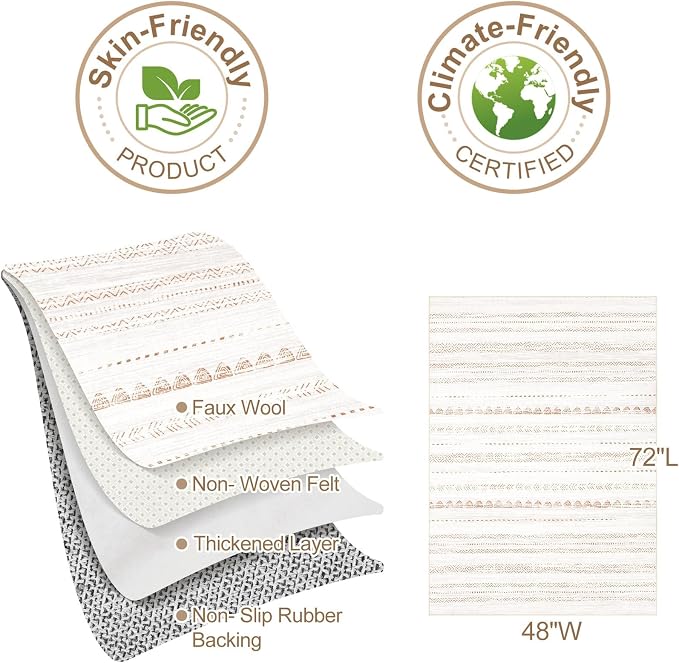 Nakagishi Area Rug Living Room Rugs: 3x5 Soft Machine Washable Boho Neutral Farmhouse Stain Resistant Moroccan Indoor Carpet for Bedroom Nursery Kids Entryway Kitchen Entry Bedside Home House- Brown