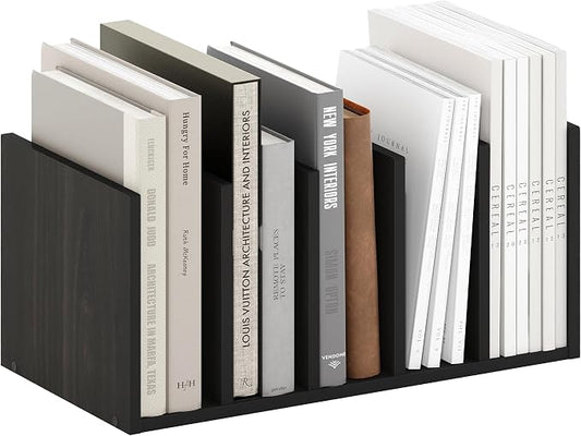 Furinno HERMITE Desk File Folder Organizers, 5-Space Vertical Desktop Office Organization Racks, Desk Top Display Book Shelf, for Paper, Office Supplies, Magazine, Espresso