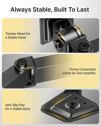 monTEK Heavy Duty Dual Monitor Stand for 17 to 32 Inch Screens, Adjustable Desk Mount Supports 22 lbs Each, Clamp and Grommet Base, VESA 75x75/100x100