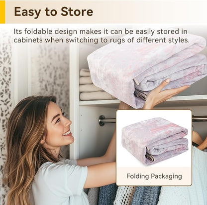 RELEANY Washable Area Rugs 8ft Non-Slip Modern Abstract Soft for Living Room Entryway Bedroom Kitchen, Print Pattern, Grey Pink