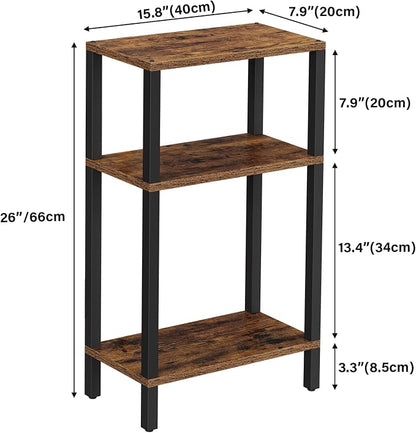 TUTOTAK Small Side Table, Narrow End Table, Skinny Sofa Table, Slim Nightstand, Couch Table, Living Room, Bed Room, Brown TB01BB077