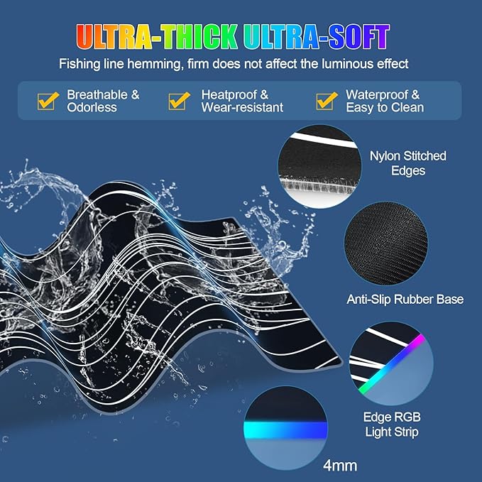 RGB Mouse Pad with Foldable Phone Stand Wireless Charger, 31.5"x11.8" XL Gaming Mousepad Large Desk Mat, Desk Pad with 11 Colors 5 Modes, Waterproof