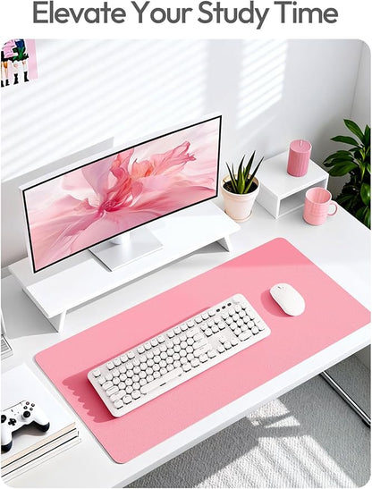 YSAGi Leather Desk Protector, Office Mat, Large Mouse Mat, Non-Slip PU Leather Blotter, Laptop Desk, Waterproof Writing Pad for Office and Home (Pink, 31.5" x 15.8")