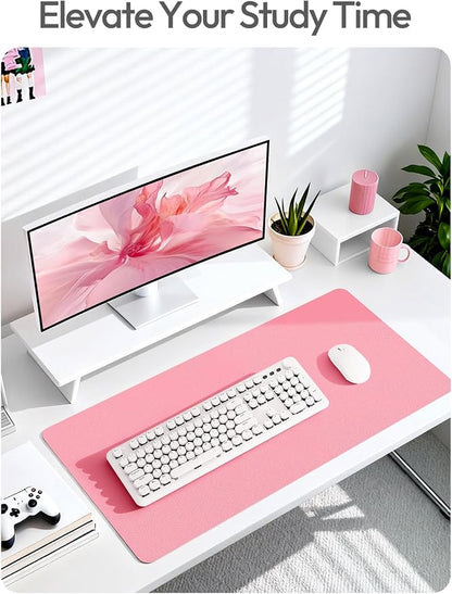 YSAGi Leather Desk Pad Protector, Office Desk Mat, Large Mouse Pad, Non-Slip PU Leather Desk Blotter, Laptop Desk Pad, Waterproof Desk Writing Pad for Office and Home (Pink, 47" x 17")