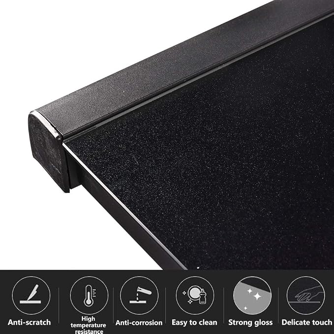 URRED Computer Desk Glass Top and Metal Frame, Desk Table for Computer Desk Gaming Modern Study Office Work Writing Desks Table for Home Office, Black(55.1 inch)