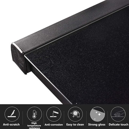 URRED Computer Desk Glass Top and Metal Frame, Desk Table for Computer Desk Gaming Modern Study Office Work Writing Desks Table for Home Office, Black(55.1 inch)