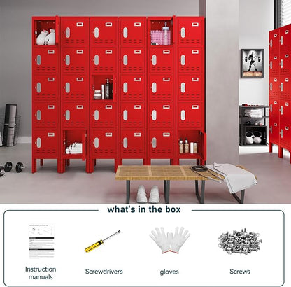 BUTISOW Metal Lockers - 66" Height Steel Lockers for Employees with 5 Door Storage Locker with Card Slot for Employees Gym School Home Office Garage - Assembly Required