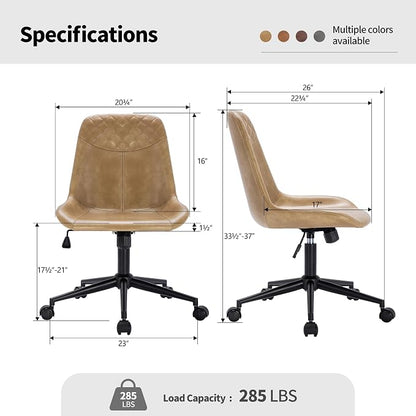 DUHOME Modern PU Leather Office Chair Desk Chair Swivel Computer Chair Camel