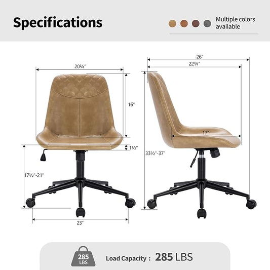 DUHOME Modern PU Leather Office Chair Desk Chair Swivel Computer Chair Camel