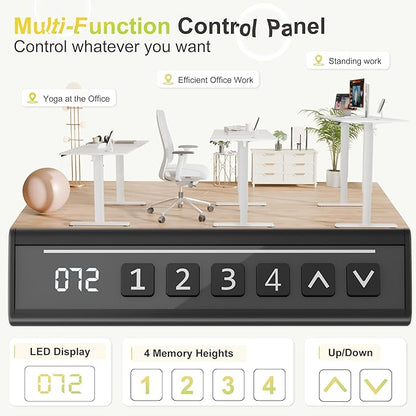 Furmax Electric Standing Desk, 45 x 24 Inches Sit Stand up Desk, Sit Stand Height Adjustable Home Office Desk with 4 Height Position Memory (White, 45)