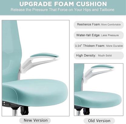 Mimoglad Office Chair, High Back Ergonomic Desk Chair with Adjustable Lumbar Support and Headrest, Swivel Task Chair with flip-up Armrests for Guitar Playing, 5 Years Warranty