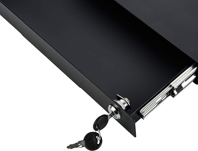 14 inch Slim Under Desk Pull-Out Storage Office Mounted Sliding Metal Drawer For Standing Desk,Black