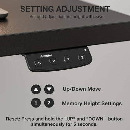 Acrolix Electric Standing Desk, Height Adjustable Home Office Desk with Memory Presets & Cable Management,Black Sit Stand Desk for Work from Home, Ergonomic Computer Desk (48" x 24")