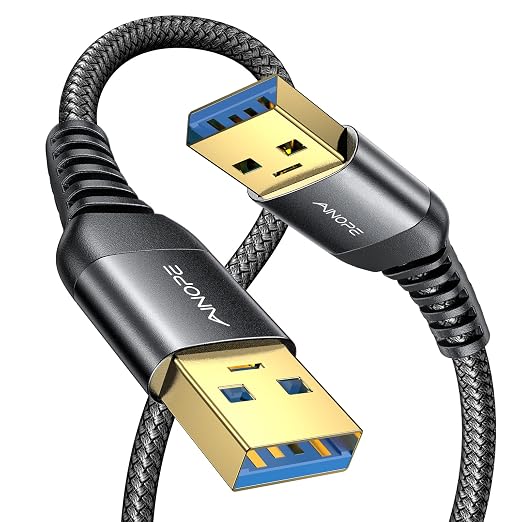 AINOPE USB to USB Cable, 6.6FT*1Pack USB 3.0 A to A Male to Male Cable [Never Rupture] Double End Type A Cord for Data Transfer, Compatible with Hard Drive Enclosures, Laptop Cooler, KVM, DVD Player