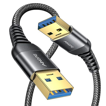 AINOPE USB to USB Cable, 6.6FT*1Pack USB 3.0 A to A Male to Male Cable [Never Rupture] Double End Type A Cord for Data Transfer, Compatible with Hard Drive Enclosures, Laptop Cooler, KVM, DVD Player