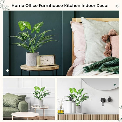 16" Small Fake Plants Artificial Tropical Faux Plants Indoor Desk Plant for Home Office Kitchen Shelf Sage Green Decor
