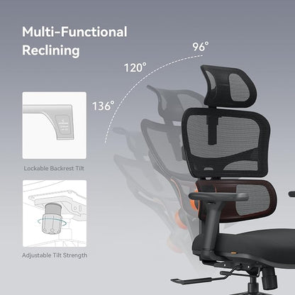 Newtral Office Chair Ergonomic - Home Office Desk Chair, Back Pain Chair with Auto-Following Lumbar Support, 4D Armrest, Seat Depth and Height Adjustable