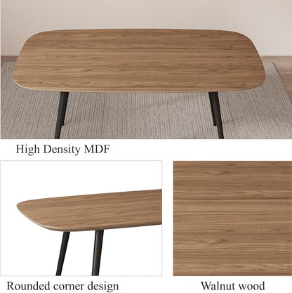 HIPIHOM 47.2'' Dining Table Set for 2,Modern Wood Dining Table,Leather Dining Chairs 2,Table and Chairs Set of 2,Ideal for Kitchen Dining Room (Walnut Color Table + 2 White Chairs)