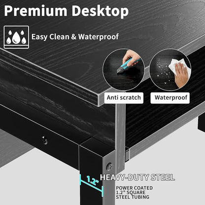 ALISENED 31.5" Small Computer Desk with Hutch, Office Desk Study Table Writing Desk Workstation PC Table for Home Office, Space Saving Design