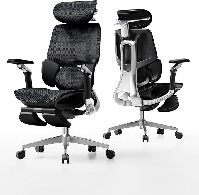Hbada E3 Pro 2026 Edition Ergonomic Office Chair, Mesh Desk Chair with 3-Zone Floating Lumbar Support, Upgraded 4D Headrest, 720° Armrests, Black with Footrest