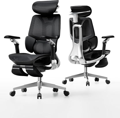 Hbada E3 Pro 2026 Edition Ergonomic Office Chair, Mesh Desk Chair with 3-Zone Floating Lumbar Support, Upgraded 4D Headrest, 720° Armrests, Black with Footrest