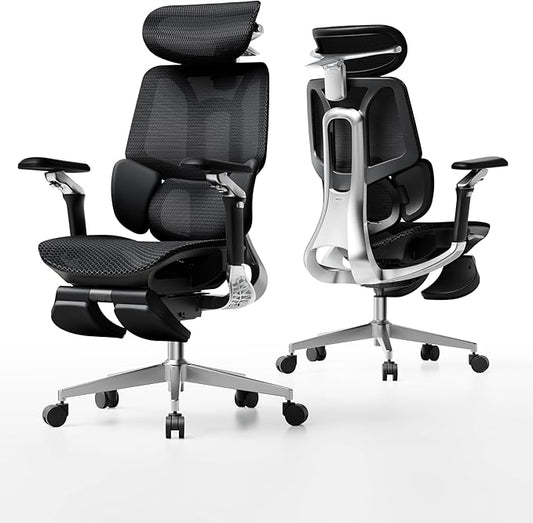 Hbada E3 Pro 2026 Edition Ergonomic Office Chair, Mesh Desk Chair with 3-Zone Floating Lumbar Support, Upgraded 4D Headrest, 720° Armrests, Black with Footrest