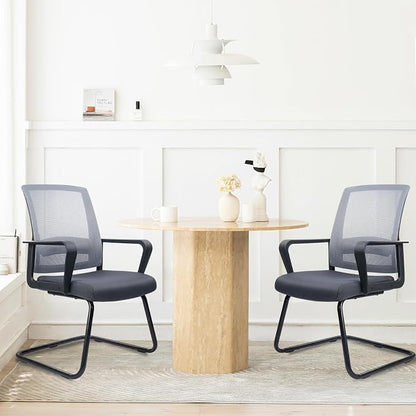 CLATINA Office Guest Chair with Lumbar Support and Mid Back Mesh Space Air Grid Series for Reception Conference Room Gray