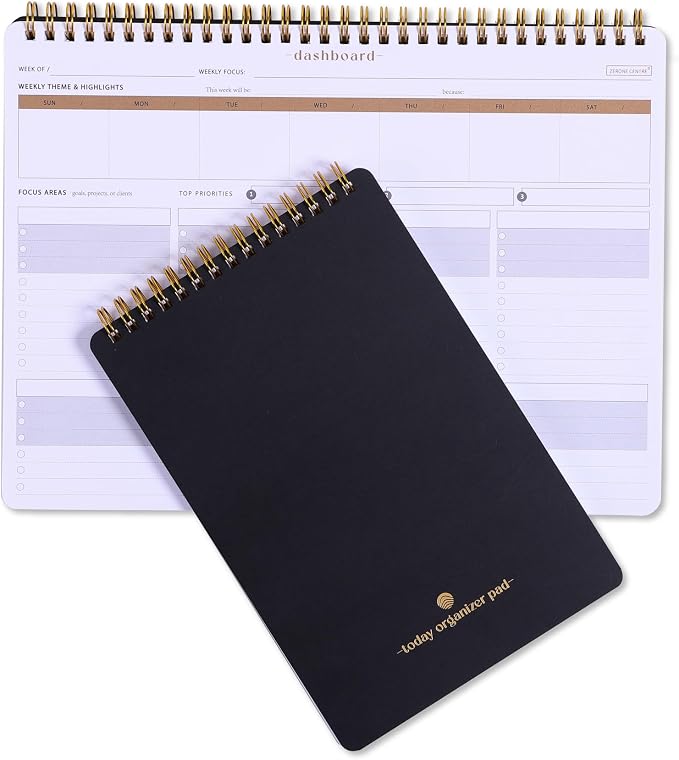 Weekly Productivity Planner & Daily To Do List Notebook Suite for Work Organization - Dashboard Desk Pad Tracks Your Tasks, Clients, Projects - Perfect Hourly Planning for Everyday-2 Pack