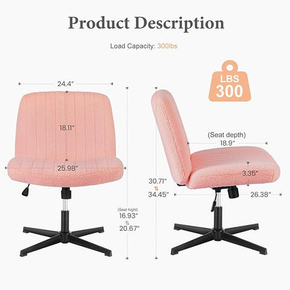 OLIXIS Criss Cross Chairs Legged Armless No Wheels Wide Seat Height Adjustable Swivel Rolling Padded Furry Cute Home Office Desk Seating for Bedroom, Student, Study Room