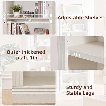 RWYHG 70" White Tall Bookshelf Set of 3,5-Tier Thick Wooden Book Shelf with Adjustable Shelves,Free Standing Farmhouse Bookcase with Open Display Storage,Floor Vintage Bookshelves for Living Room