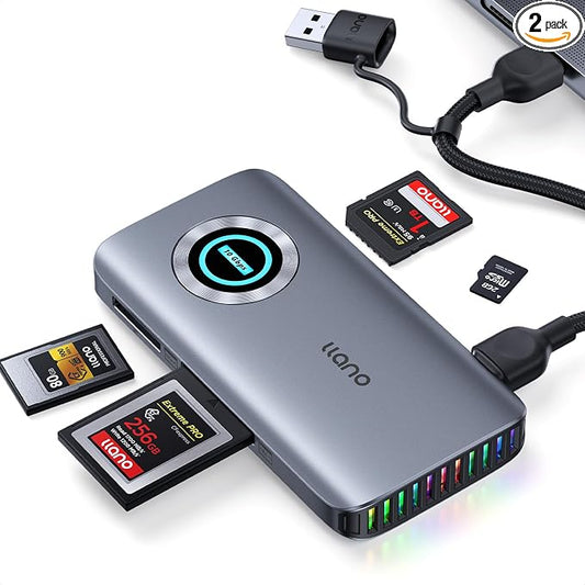 llano CFexpress Type A/B Card Reader, USB 3.2 Gen 2 (10Gbps) Reader, 4 in 1 UHS-II SD&Micro SD/TF 4.0 Card Reader with RGB, USB C Memory Card Reader for Windows, Mac OS, Linux, iOS, iPadOS and Android