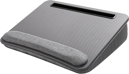HUANUO Laptop Lap Desk - Portable Lap Desk with Pillow Cushion, Fits up to 15.6 inch Laptop, with Anti-Slip Strip & Storage Function for Home Office Students Use as Computer Laptop Stand - Grey